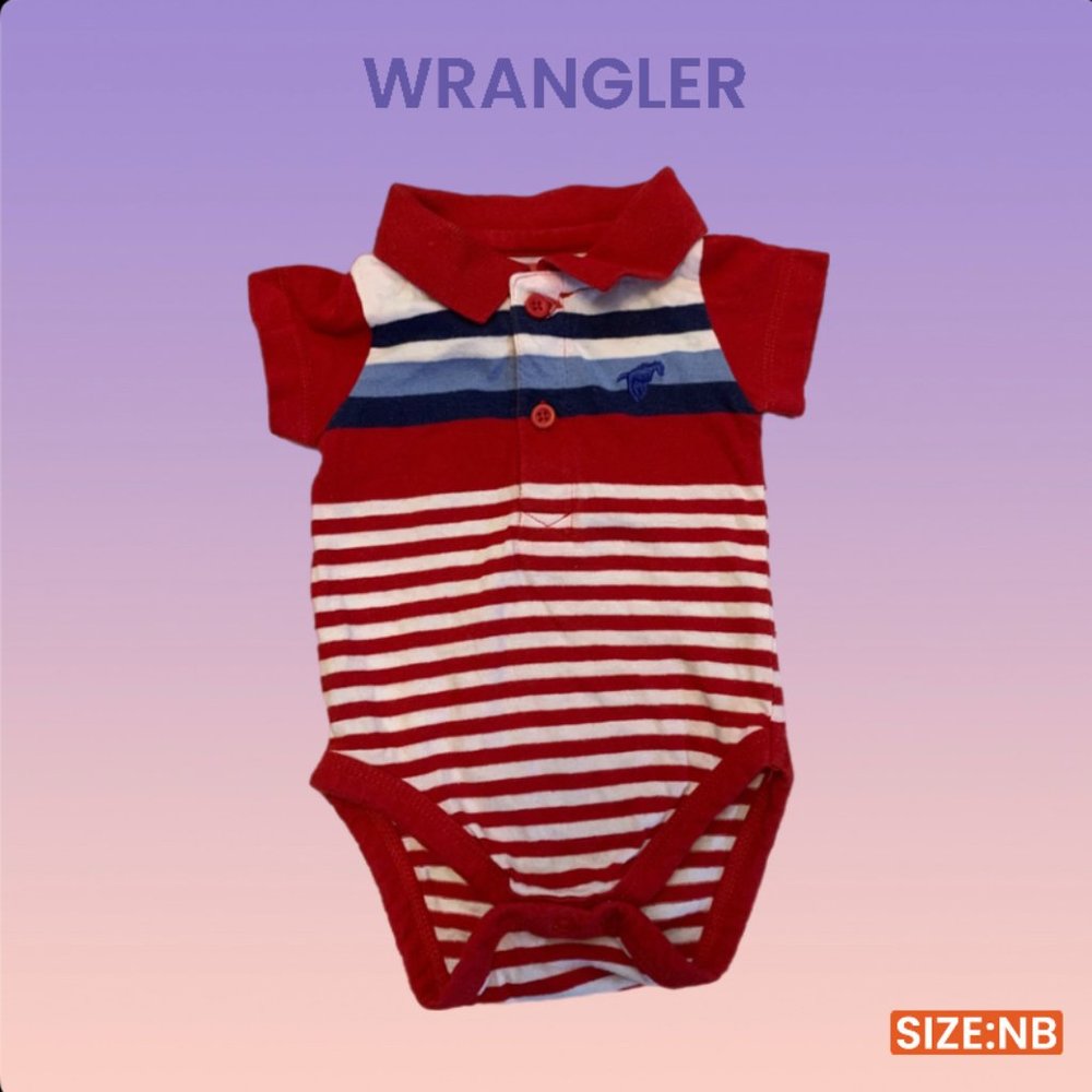 WRANGLER SIZE NB STRIPPED RED COLOURED ONE PIECE BABY SUIT